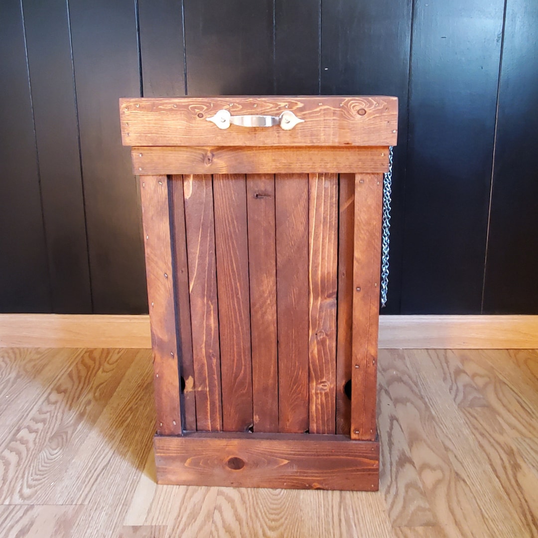 Country Kitchen Trash Can, Wood Trash Bin, 13 Gallon Trash Bin, Garbage