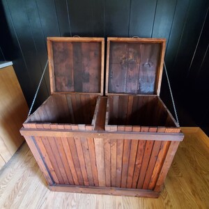30 Gallon Double-sided Wood Trash Can, Rustic Kitchen Trash Bin, Waste ...