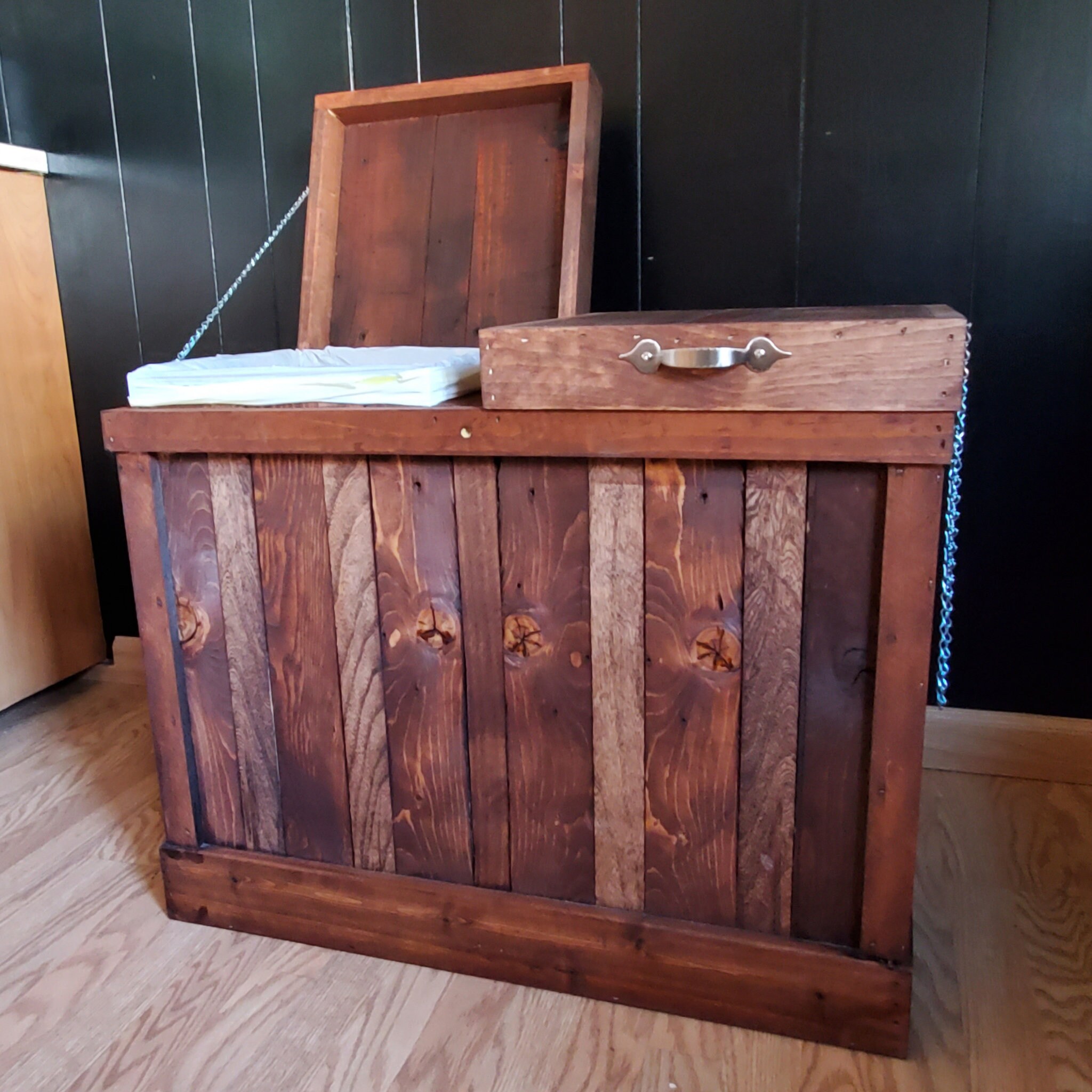 Double Sided Trash and Recyling Bin, Wood Trash Can, 13 Gallon Double