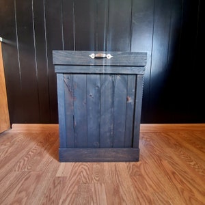 Rustic Wood 13 Gallon Trash Can Holder: Dog Proof Kitchen Bin