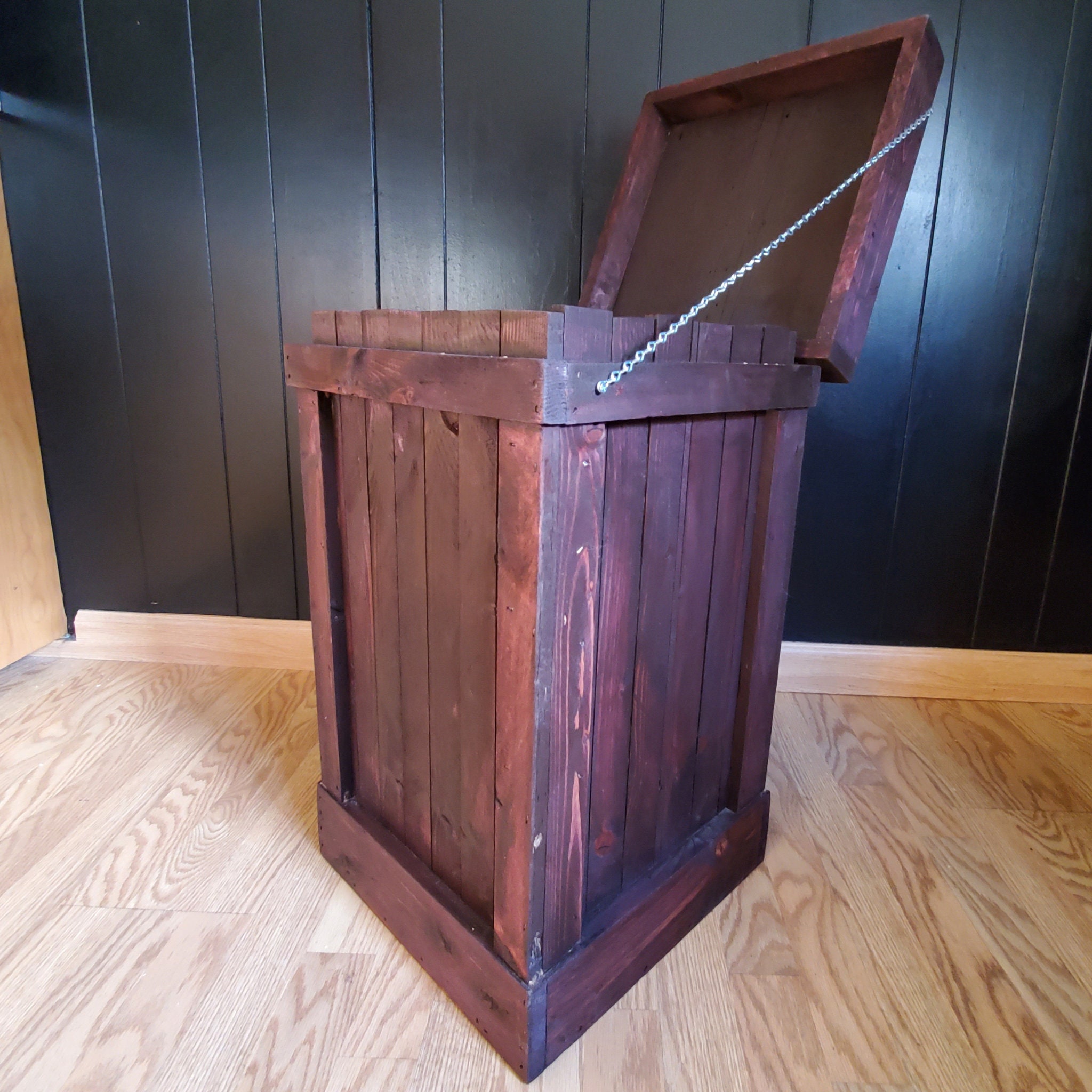 Kitchen Trash Can, Rustic Garbage Can, Wood Trash Bin, Kitchen Storage