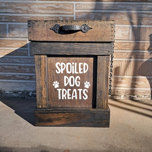Rustic Reclaimed Wood Dog Treat Container: 4 Gallon Personalized Pet Food Storage
