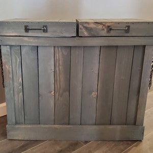 Rustic Reclaimed Barnwood Trash and Recycling Can - Dog Proof - 13 Gallon Double Sided