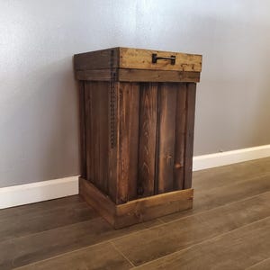 Rustic Reclaimed Wood Dog Proof Trash Can - 13 Gallon Kitchen Bin