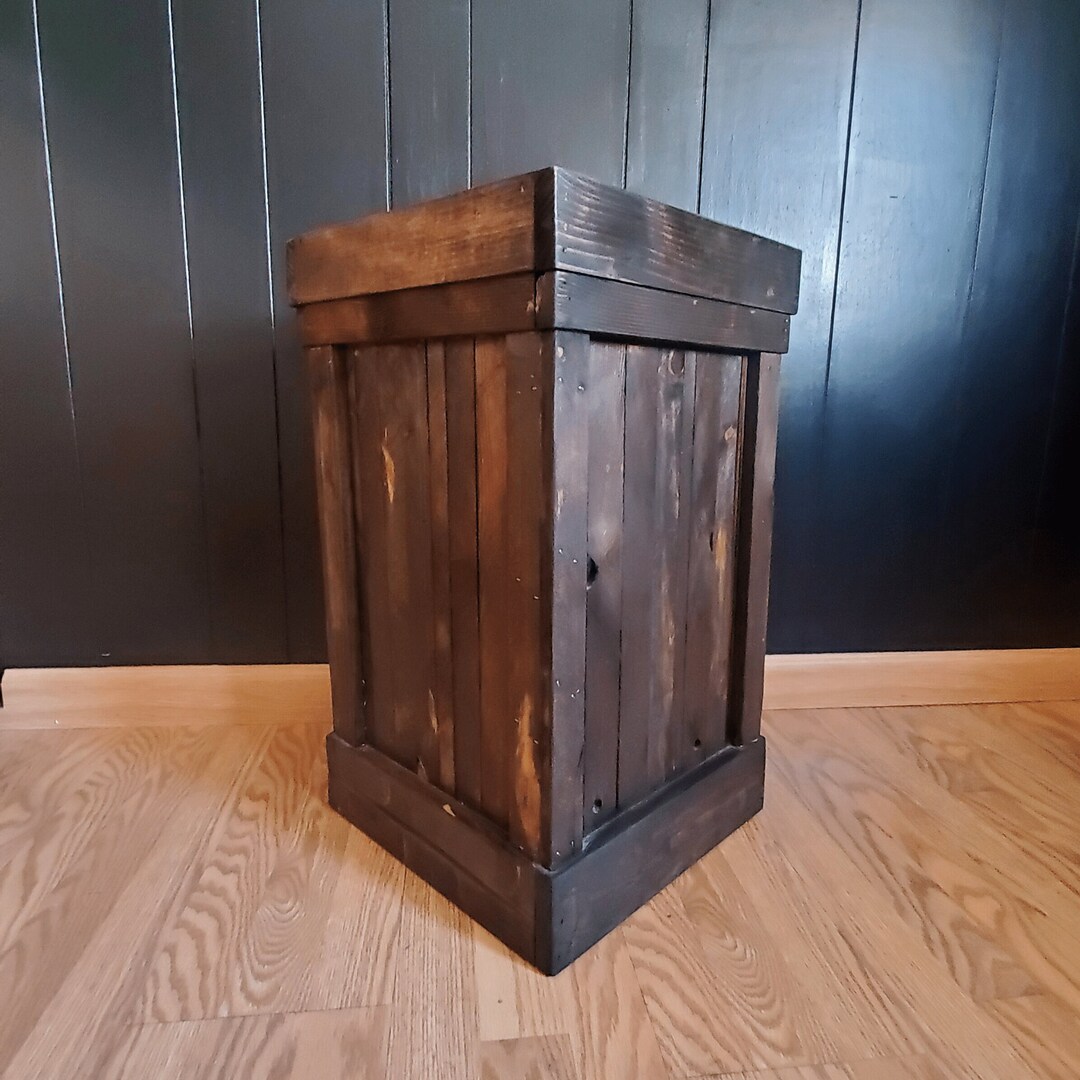 Rustic Garbage Can, Wood Trash Bin, Recycling Bin, Kitchen Storage