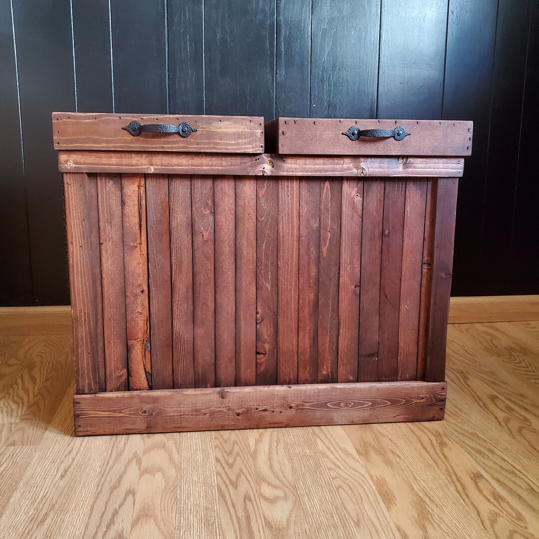 Rustic Trash Can, Double Sided Garbage Can, Recycling Bin, Pet Food