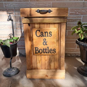 Rustic Recycling Bin, Garbage Can, Kitchen Trash Can, Dog Proof