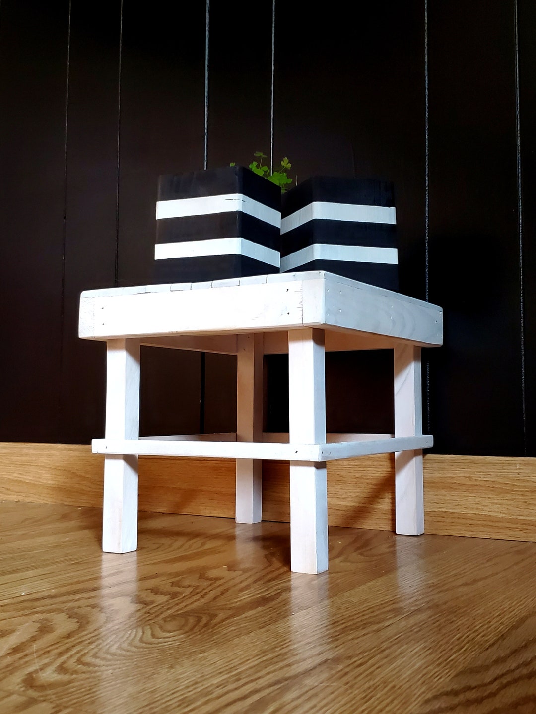 White Plant Stand, Outdoor Plant Stand, White Stool, Handmade Plant ...