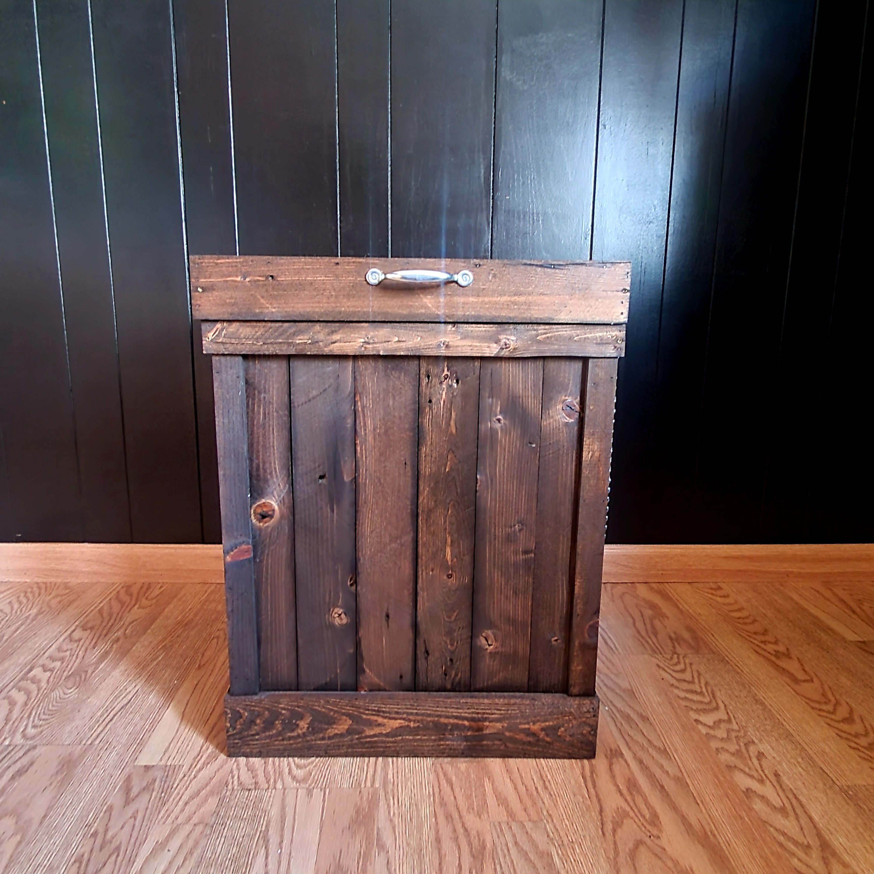 Rustic Trash Can Holder Trash Can Storage Kitchen Trash Bin Garbage Bin Trash Container Pet Food Bin Dog Food Storage Trash Container Etsy