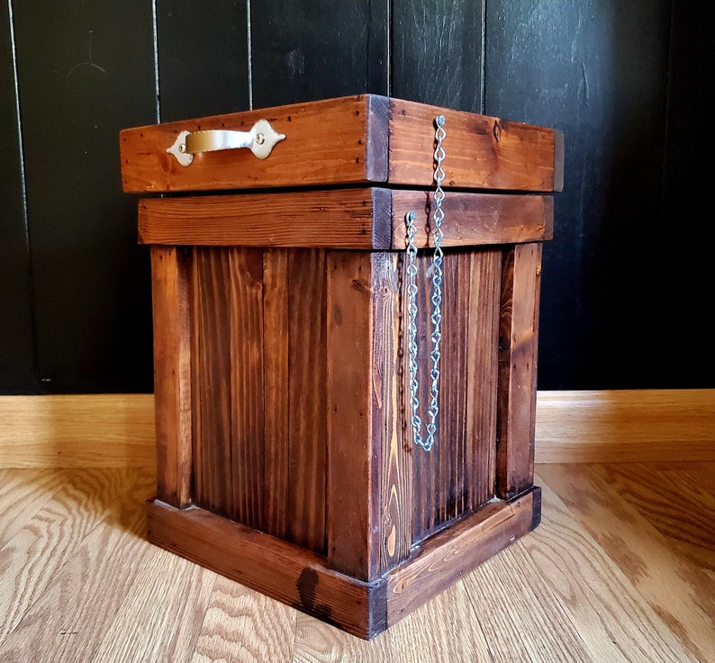 Rustic Bathroom Trash Can Wood Trash Bin Bathroom Storage Etsy