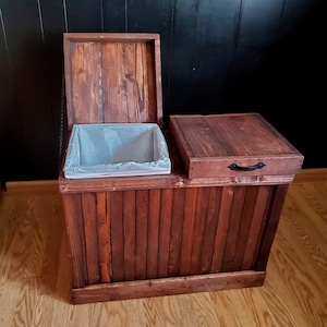 Rustic Trash Can, Double Sided Garbage Can, Recycling Bin, Pet Food ...