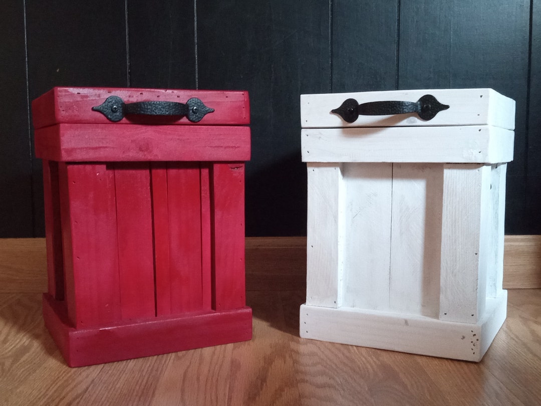 Rustic Garbage Pail Rustic Wood Kitchen Canister: Farmhouse Trash Bin, RV Storage - Etsy