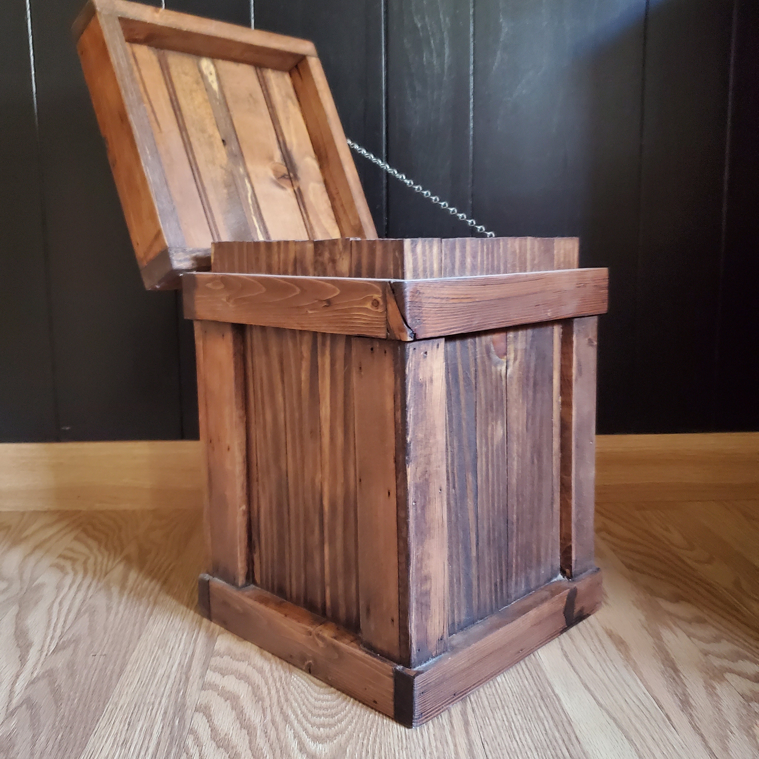 Rustic Bathroom Trash Can Wood Trash Bin Bathroom Storage Etsy