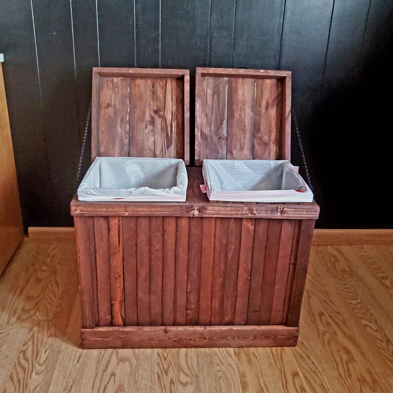 Rustic Trash Can Double Sided Garbage Can Recycling Bin Pet Etsy