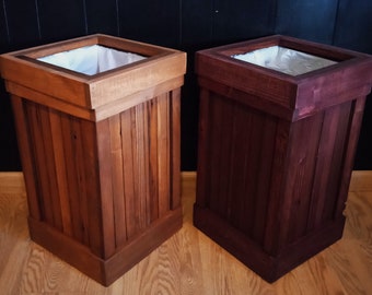 13 Gallon Open Top Rustic Kitchen Wood Trash Can, Rustic Trash Bin, Kitchen Storage, Wood Garbage Can, Country Kitchen, Farmhouse Trash Can