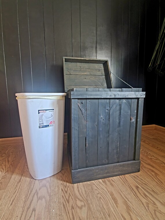 Farmhouse Trash Can, Kitchen Garbage Can, Rustic Trash Bin
