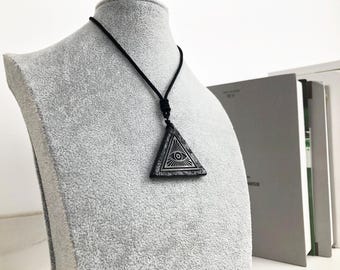 Shungite Pendant: Eye of God Triangle Necklace - Protection Amulet