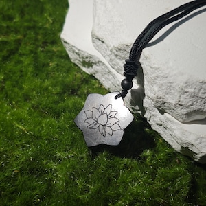 Handmade Shungite Necklace Sacred Lotus Design, Spiritual Healing & Negative Energy Shield