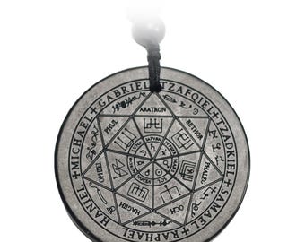 Shungite Pendant with Solomon’s Seal | Angelic Protection Amulet Necklace | Occult Jewelry Talisman