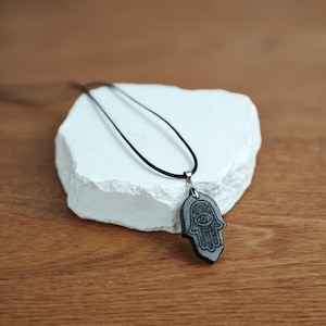 Hand of Fatima Pendant Shungite pendants engraved amulets Authentic shungite stone