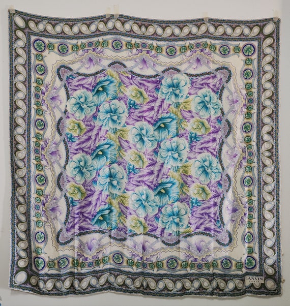 Lanvin Paris Vintage Scarf floral paisley pattern 