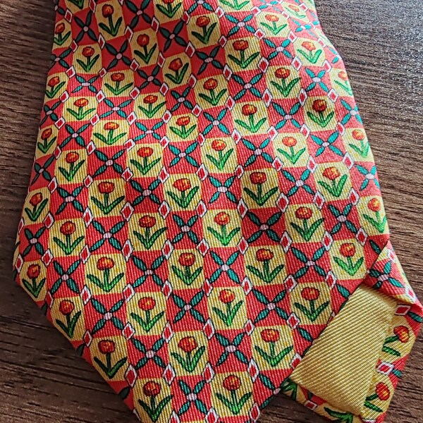 Hermes Necktie Silk Tulip design free Kimijima and Tatsumura Pure silk tie