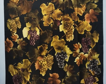 Echo Scarf Scarves vintage silk neckerchief pocket square autumn design leaves fall grapevine