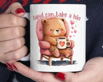 Cute Teddy Bear Anti-Valentine's Day Mugs Wife Gift St. Patrick's Day Vday Gifts for him, funny coffee mug, funny husband gift, boyfriend