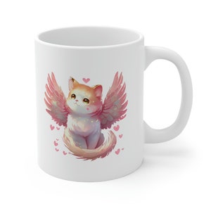 Romantic Cute Angel Cat Adorable/Hilarious Valentine&#39;s Day Mugs Husband Gift St. Patrick&#39;s Day Vday Gifts for him, funny coffee mug