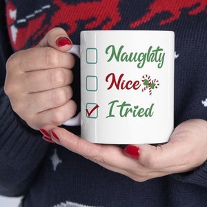 Frech oder schön, ich habe es versucht, Tasse, Männer Geschenk, Geschenk für sie, Weihnachtsgeschenk, Geschenk für sie, Weihnachten, lustige Kaffeetasse, Männer Kaffeetasse, Tassen