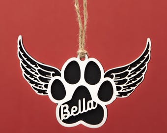 Personalized Pet Memorial Ornament: Laser Cut Dog Cat Sympathy Gift