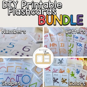BUNDLE: DIY Printable Colorful Shapes, Colors, Numbers, Alphabet Letters Flashcards Digital Download Learning Resource- Toddlers & Preschool