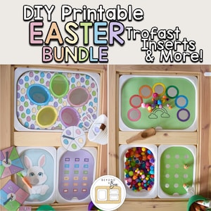 Pode incluir: Insertos imprimíveis DIY de Páscoa para Trofast e muito mais! Este conjunto inclui uma variedade de atividades temáticas para crianças pequenas e pré-escolares, como um jogo de correspondência de cores, um jogo de contagem e uma caixa sensorial. Os insertos são projetados para se encaixar perfeitamente nos recipientes de armazenamento Trofast.