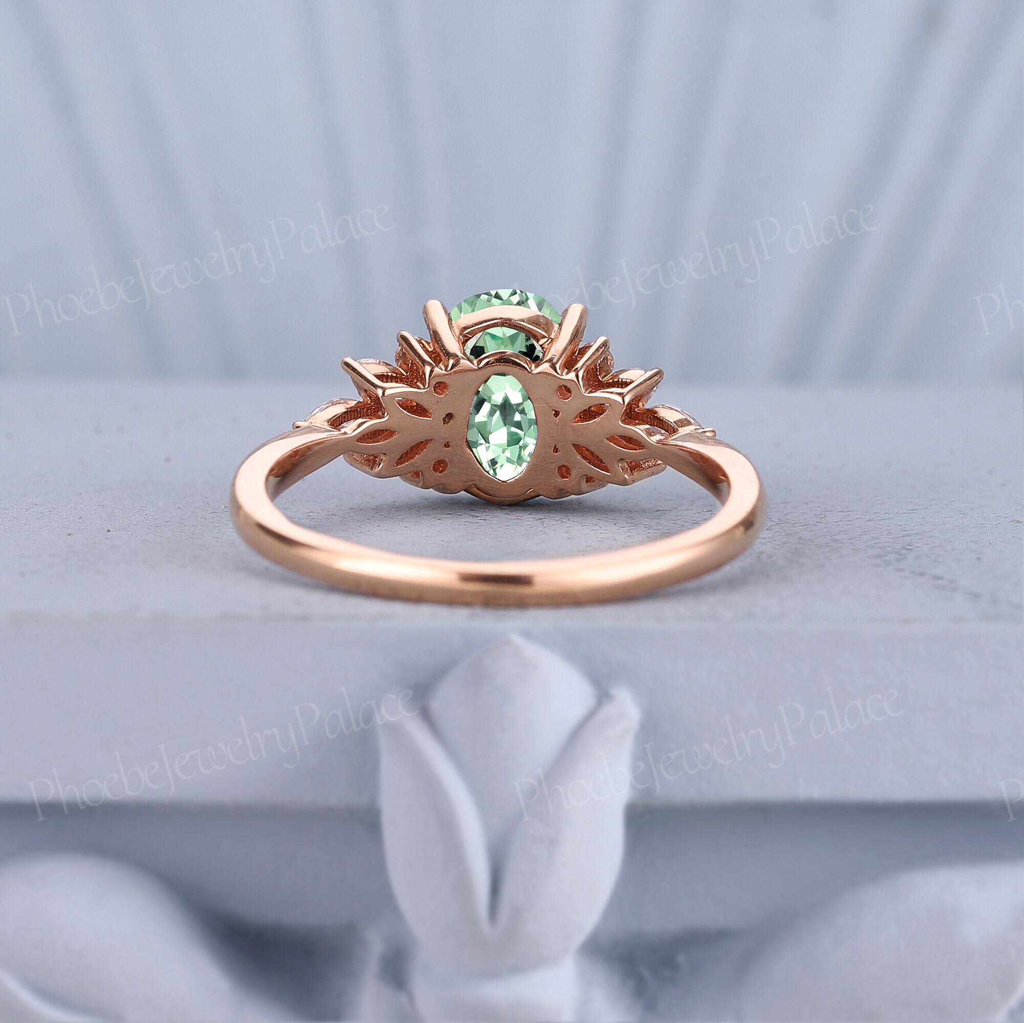 ★SENTIMENTS★ NO.236 [MINT GREEN] RING Delicate Green Sapphire Engagement Ring Oval Mint Sapphire