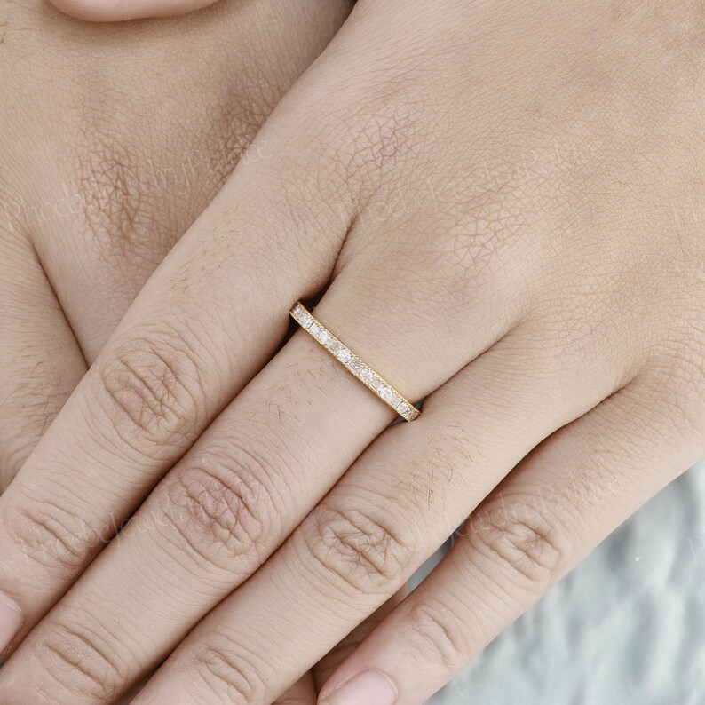 Vintage Moissanite Engagement Ring 14k Gold Delicate Eternal Wedding ...