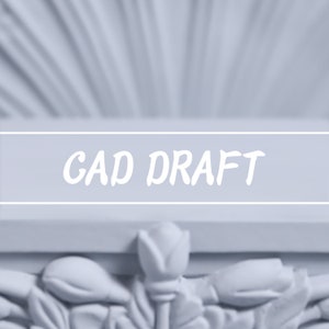 以下が含まれることがあります： 白い背景に白い文字で「CAD DRAFT」と書かれている