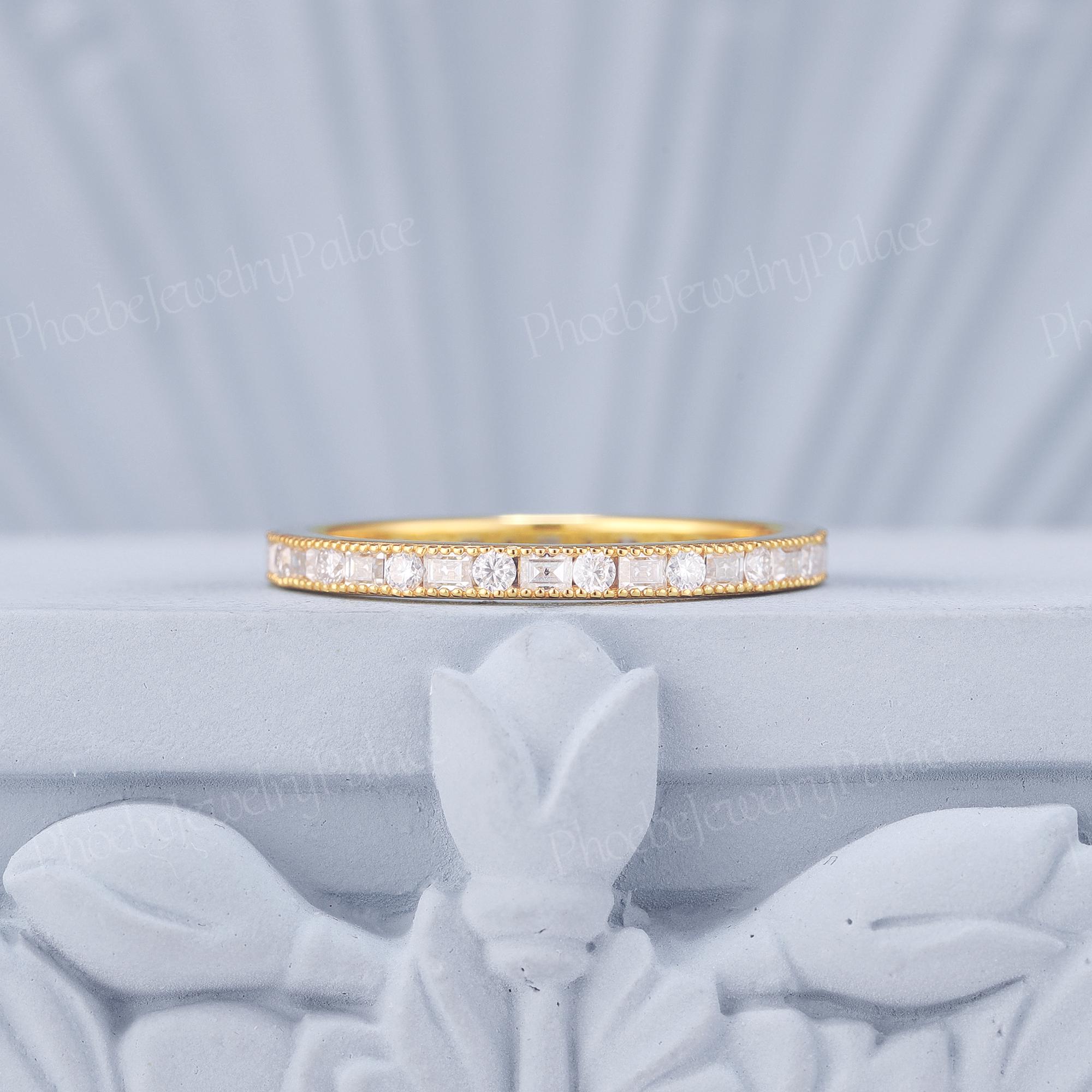 Vintage Moissanite Engagement Ring 14k Gold Delicate Eternal Wedding ...