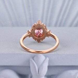 Vintage Peach Pink Sapphire Engagement Ring Oval Wedding Rings for ...