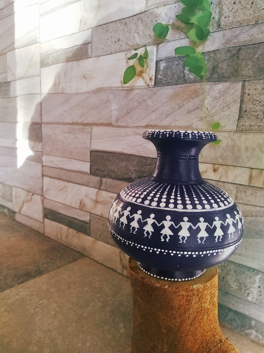Warli Painting on Wooden Pot Etsy