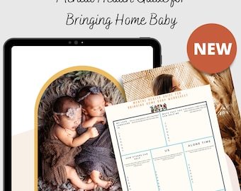 Digitale geestelijke gezondheidsgids voor het thuisbrengen van een baby met BEWERKBARE werkmap CANVA-sjabloon