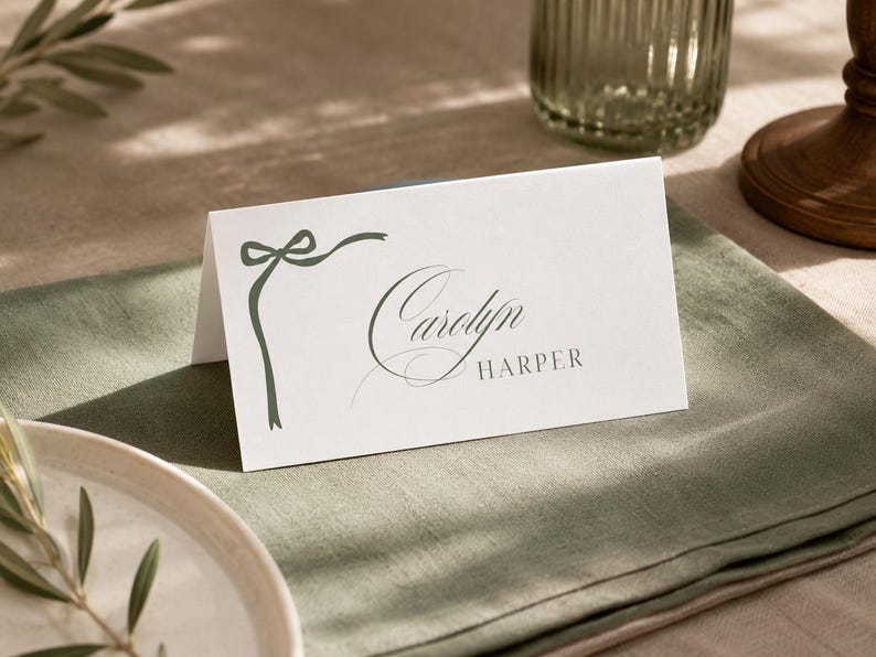 Wedding Place Cards, Ribbon Design, Editable Template (digital Download