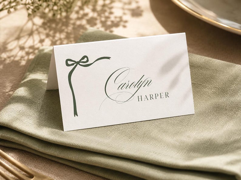 Wedding Place Cards, Ribbon Design, Editable Template (digital Download