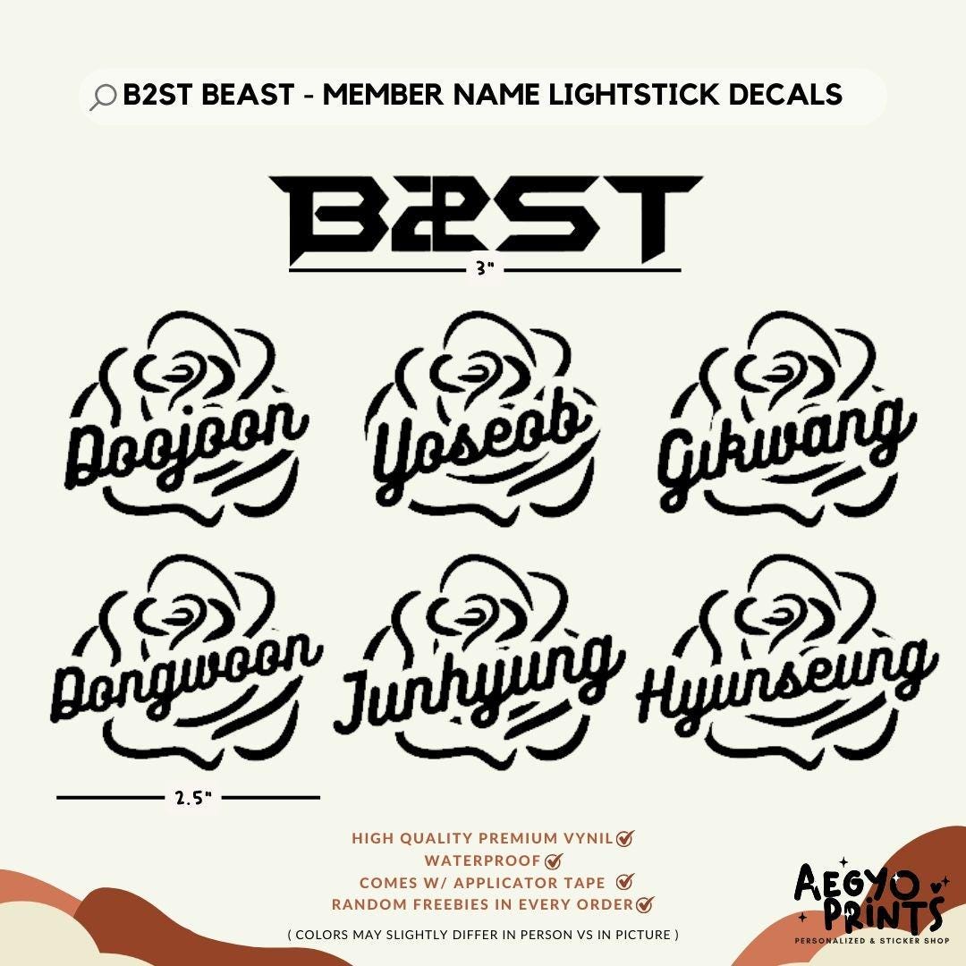 B2ST Beast / Highlight - Member Name Lightstick Decals Fan-made by