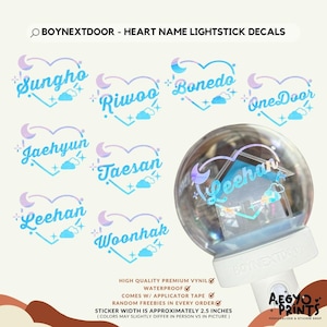 BOYNEXTDOOR - Heart Name Lightstick Decals for ONEDOOR Stick | by Aegyoprints