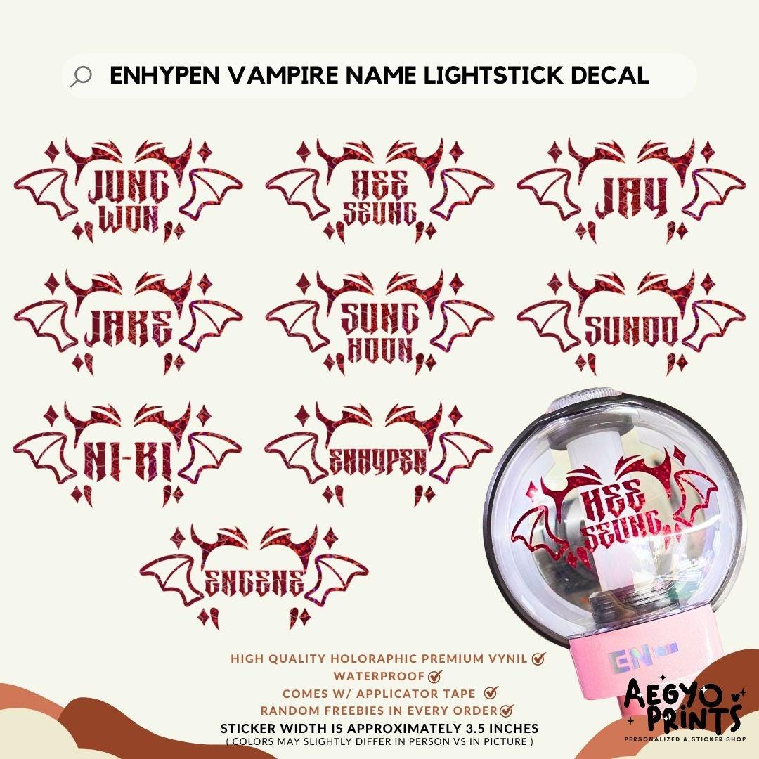 ENHYPEN ヴァンパイアネーム ライトスティック デカール | Aegyoprints