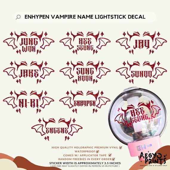 ENHYPEN ヴァンパイアネーム ライトスティック デカール | Aegyoprints ENHYPEN ヴァンパイアネーム ライトスティック デカール | Aegyoprints