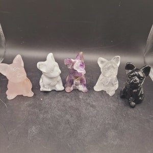 Crystal French bulldog carving