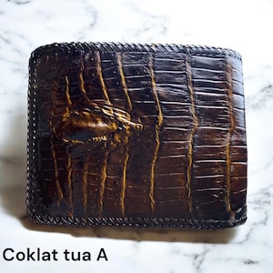 Genuine Dark Brown Alligator Leather Skin Outside Men&#39;s Wallet/Personalized Wallet/Premium Exotic Wallet Men Indonesia [LIMITED]