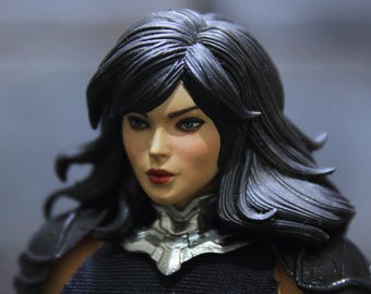 Escultura de cabeza de estrella de mujer guerrera personalizada a escala 1/12