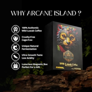 100% Pure Certified Indonesian Wild LUWAK Coffee |100 gr/3.5 oz - Premium Magnetic Gift Box-Most EXCLUSIVE Coffee in the WORLD-Arcane Island